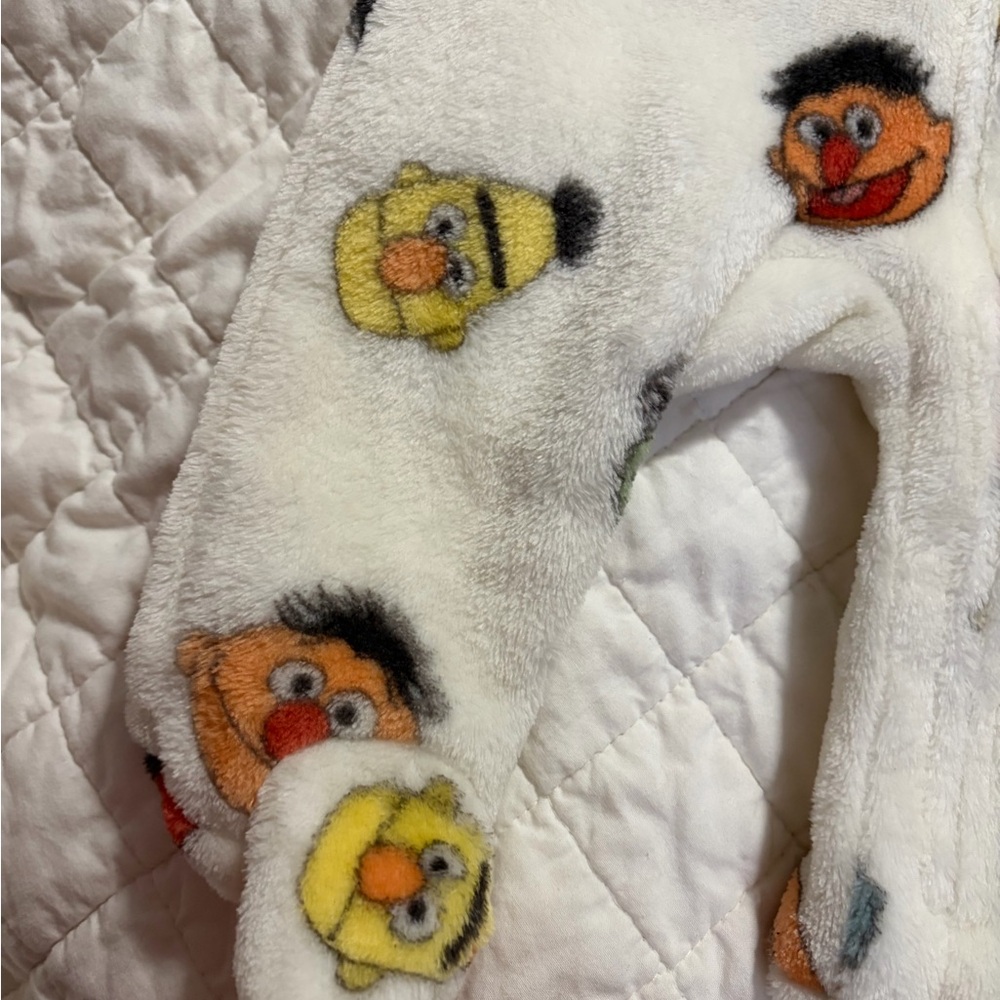Sesame Street Fleece Baby Footie Sleeper w/ Covered Mittens size 0-3 Months NWOT - Picture 4 of 15